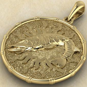 оберег Чертог Щуки с щукой из золота