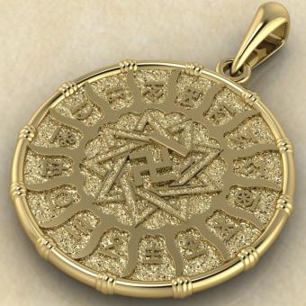 оберег чертог Вепря с кабаном из золота