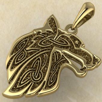 Золотая подвеска-оберег «Волк»