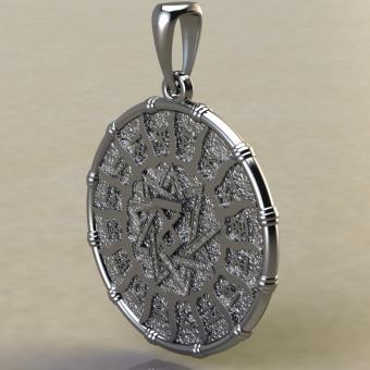 подвеска с Славянским оберегом Чертог Волка с волком из серебра