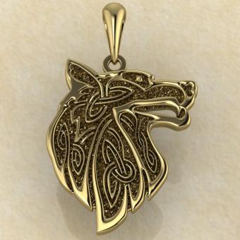 Славянский оберег «Волк» золото