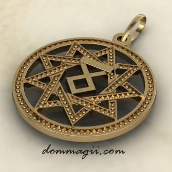 Славянский оберег чертог Волка из золота