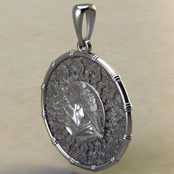 Славянский оберег чертог Ворона с вороном из серебра