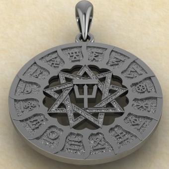 подвеска Чертог Ворона в Сварожем круге из серебра