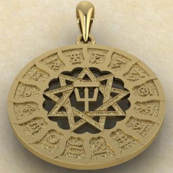 подвеска Чертог Ворона в Сварожьем круге золото