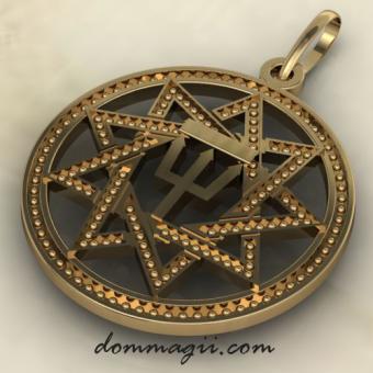 Славянский оберег чертог Ворона из золота