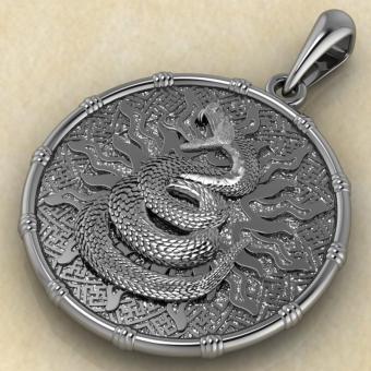 оберег Чертог Змеи с змеей из серебра