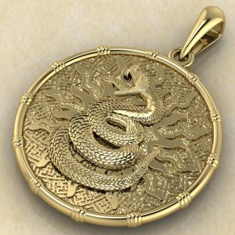 оберег Чертог Змеи с змеей из золота