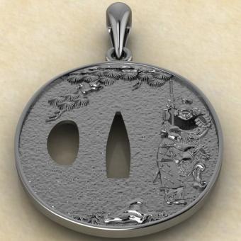 Подвеска с репликой Цуба из сякудо с Бисямонтэн серебро