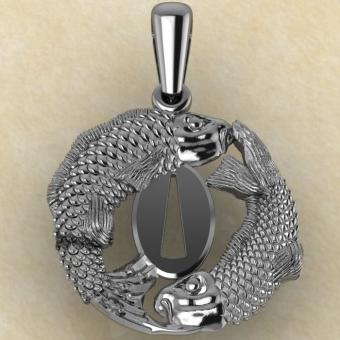 Подвеска с репликой Цуба с двумя карпами из серебра