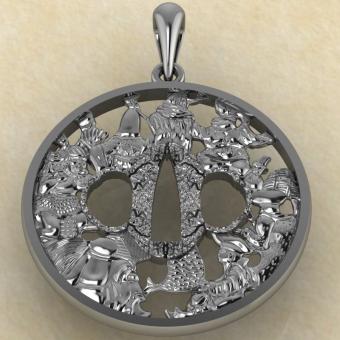 Амулет Цуба Семь богов счастья серебро