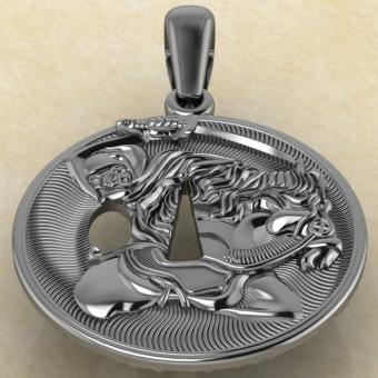 Подвеска с репликой Цуба Японский самурай из серебра