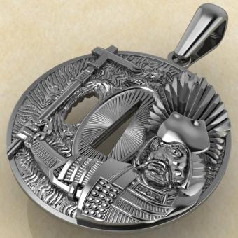 Подвеска Цуба Японский воин из серебра