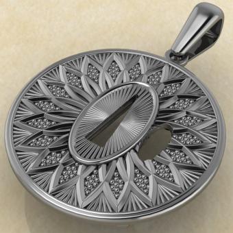 Кулон Цуба Японский воин из серебра