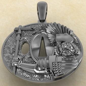 Подвеска с репликой Цуба Японский воин из серебра