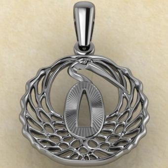 Подвеска с репликой Цуба Журавль в стиле Ю-Сукаси из серебра