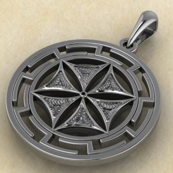 оберег Цветок Афродиты в протуберанцах серебро