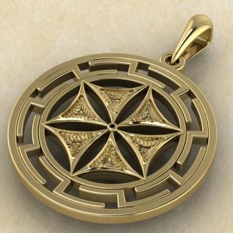 оберег Цветок Афродиты в протуберанцах золото