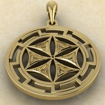 подвеска Цветок Афродиты в протуберанцах золото