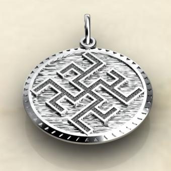  двухсторонний оберег Одолень‑трава / Цветок папоротника из серебра