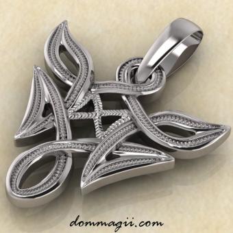 Подвеска-амулет «Дагаз в вязи» из серебра