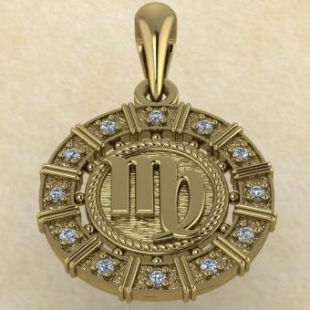 Подвеска Дева золото с бриллиантами