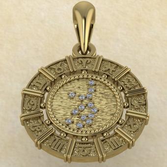 Знак зодиака Подвеска Дева золото с бриллиантами