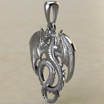 Подвеска с Амулетом Дракон из серебра