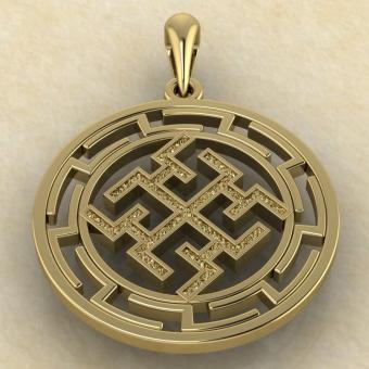 подвеска Духобор в протуберанцах золото