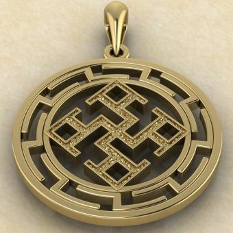 подвеска Духовная сила в протуберанцах золото