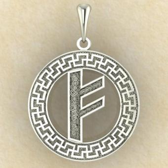 Руна «ФЕХУ» в солярном обережном круге