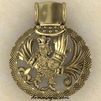 Славянский оберег Птица Гамаюн желтое золото