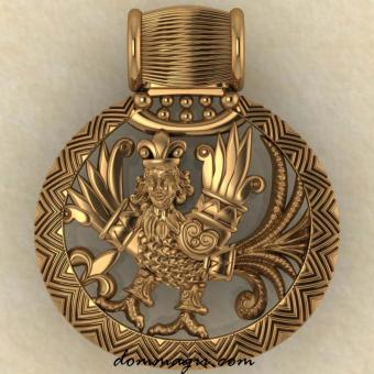 Славянский оберег Птица Гамаюн желтое золото