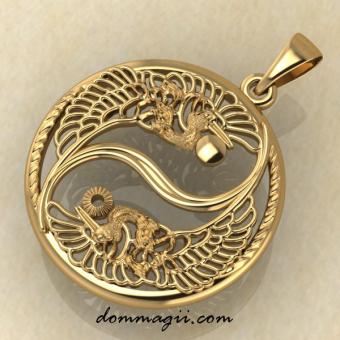 Инь - Янь с журавлями золото