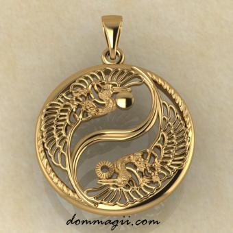 Оберег Инь - Янь с журавлями