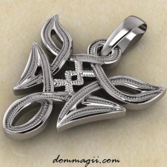 Подвеска-амулет «Ингуз в вязи» из серебра