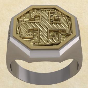 Славянское кольцо-оберег Богодар серебро с золото