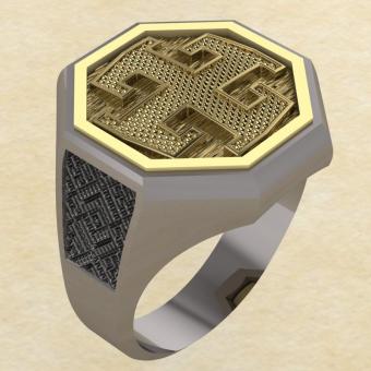 Кольцо-оберег Богодар серебро с золотом