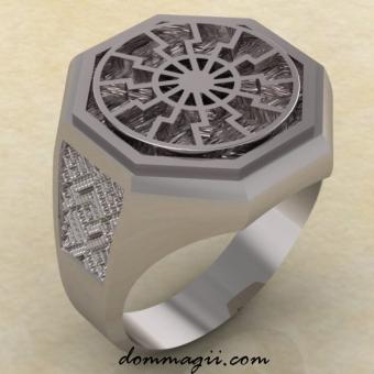 Перстень Черное солнце из серебра