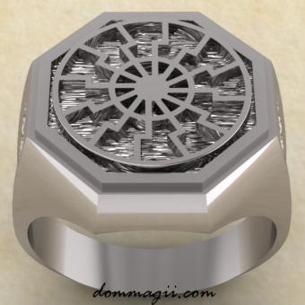 Кольцо Черное солнце серебро