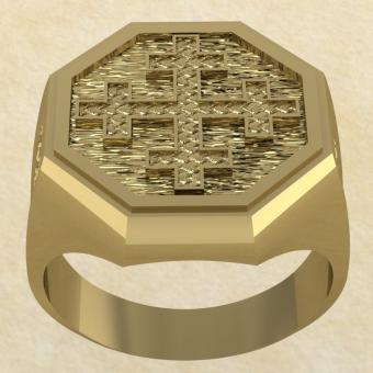 Славянское кольцо-оберег Двенадцатиконечный крест золото