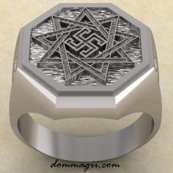 Славянское кольцо Обережник из серебра