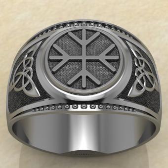 Печатка с Славянским оберегом Агисхьяльм из серебра