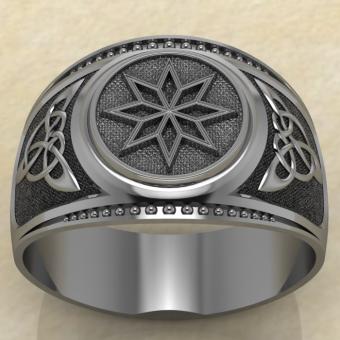 Печатка с Славянским оберегом Алатырь из серебра