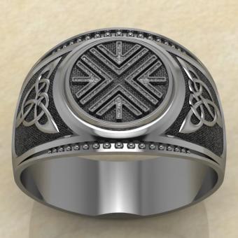 Печатка с Славянским оберегом Авсень из серебра