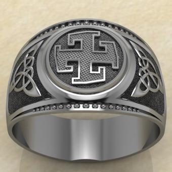 Печатка с Славянским оберегом Богодар из серебра