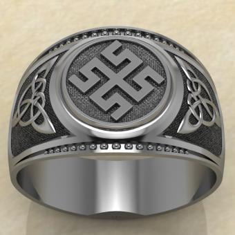 Печатка с Славянским оберегом Боговник из серебра