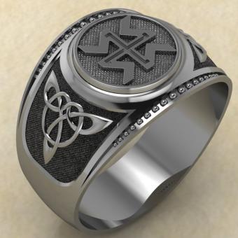 Кольцо печатка с Славянским оберегом Дхата из серебра