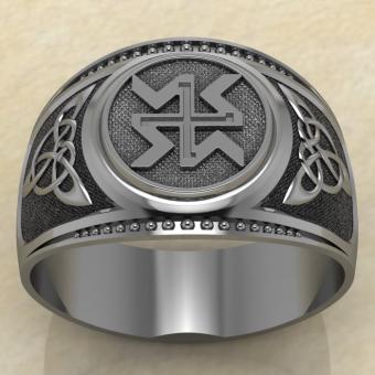 Печатка с Славянским оберегом Дхата из серебра