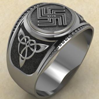 Кольцо печатка с Славянским оберегом Дуния из серебра